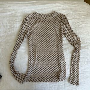 Second-Skin Checker Top, Milk Chocolate